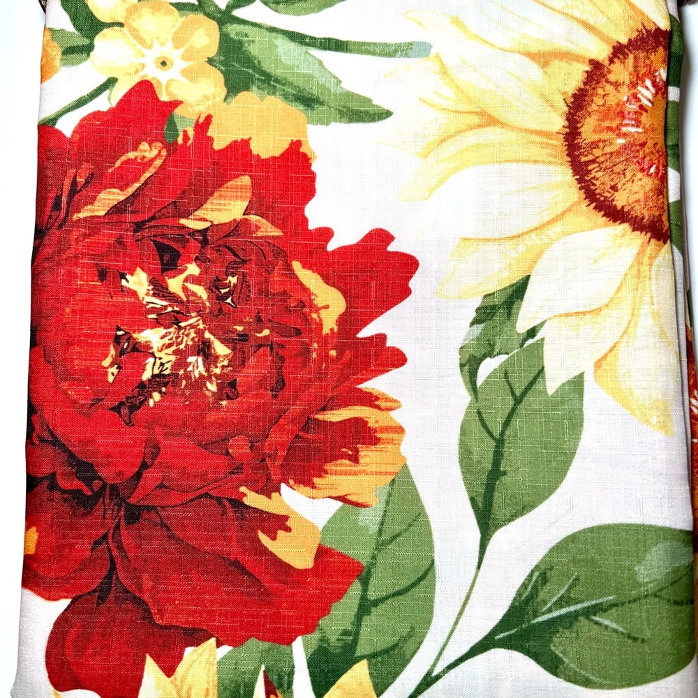 Harvest Sunflowers Fabric Shower Curtain Yellow Rust Orange Bold Colors - Picture 6 of 11